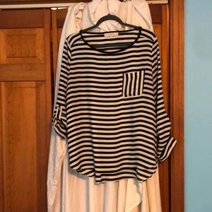 Loft black and white striped blouse